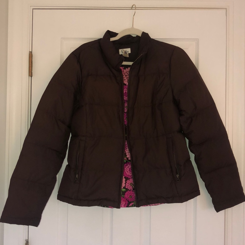 Lily Pulitzer Brown Puffer Jacket